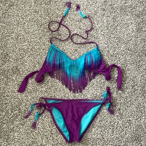 Fringe bikini  top size S bottoms size M